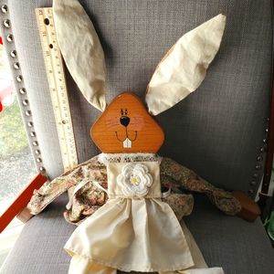 Wooden rabbit, floppy, vintage,  signed